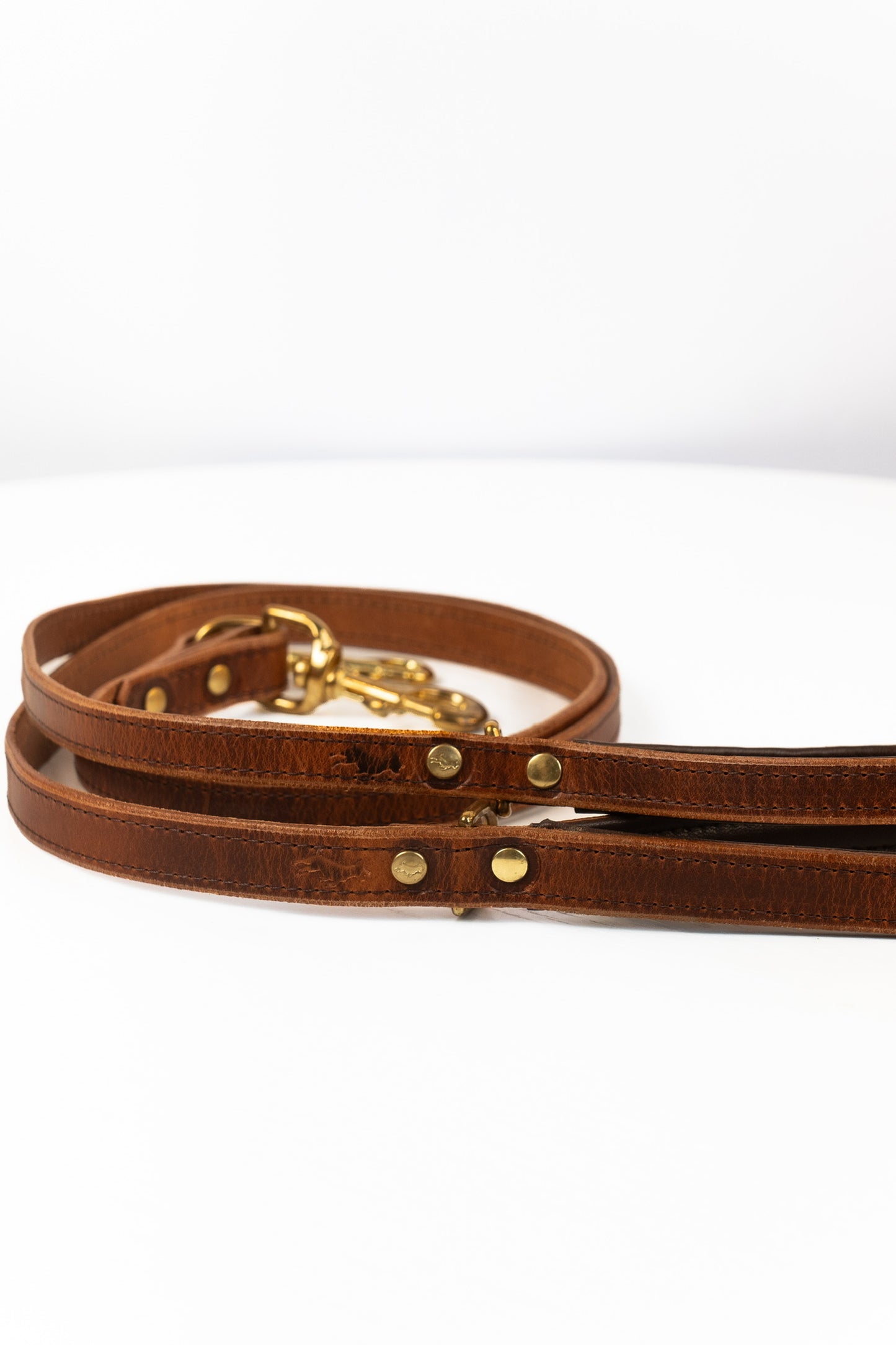 Padded luxury leather lead - Chestnut