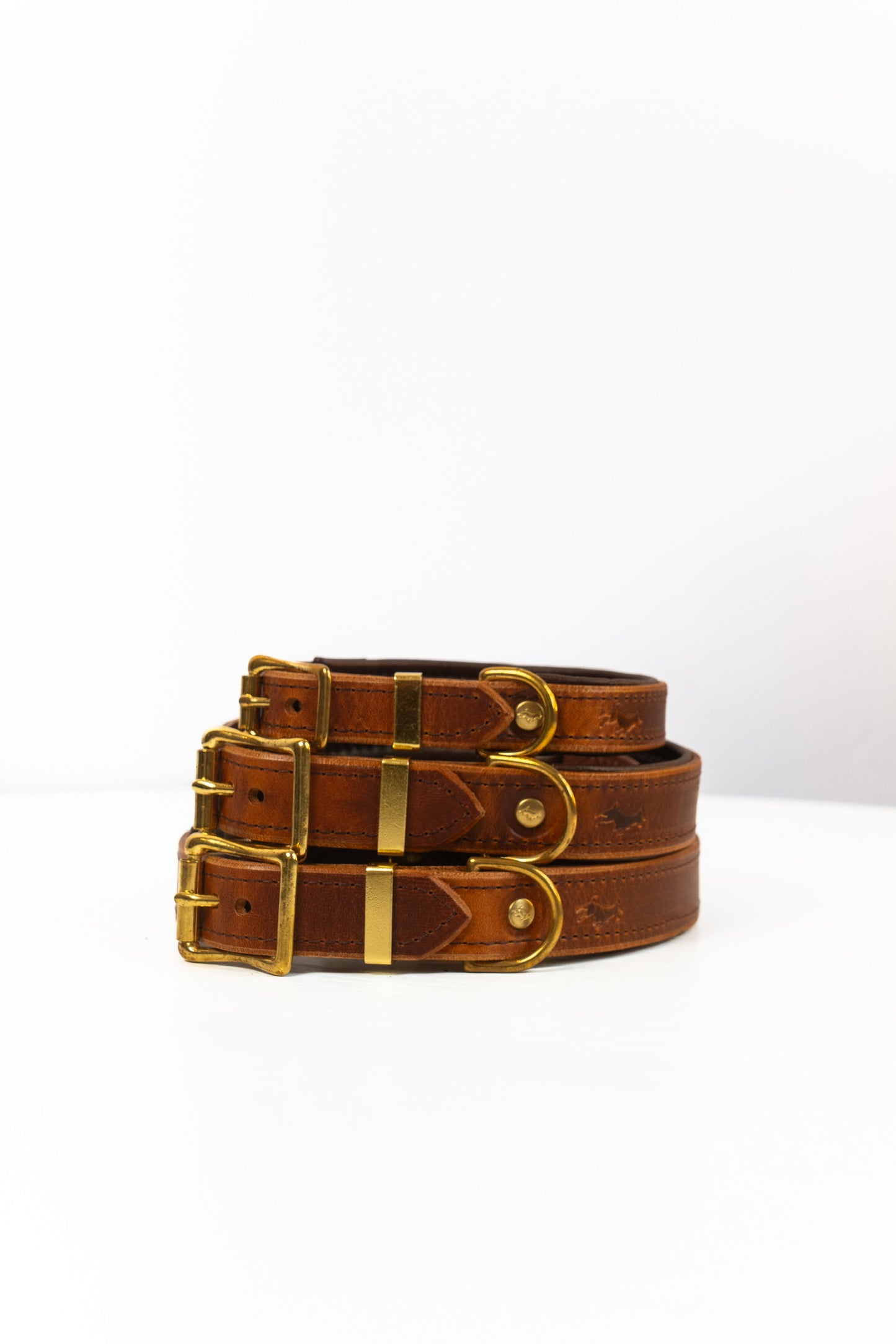 Padded Luxury leather collar- Chestnut