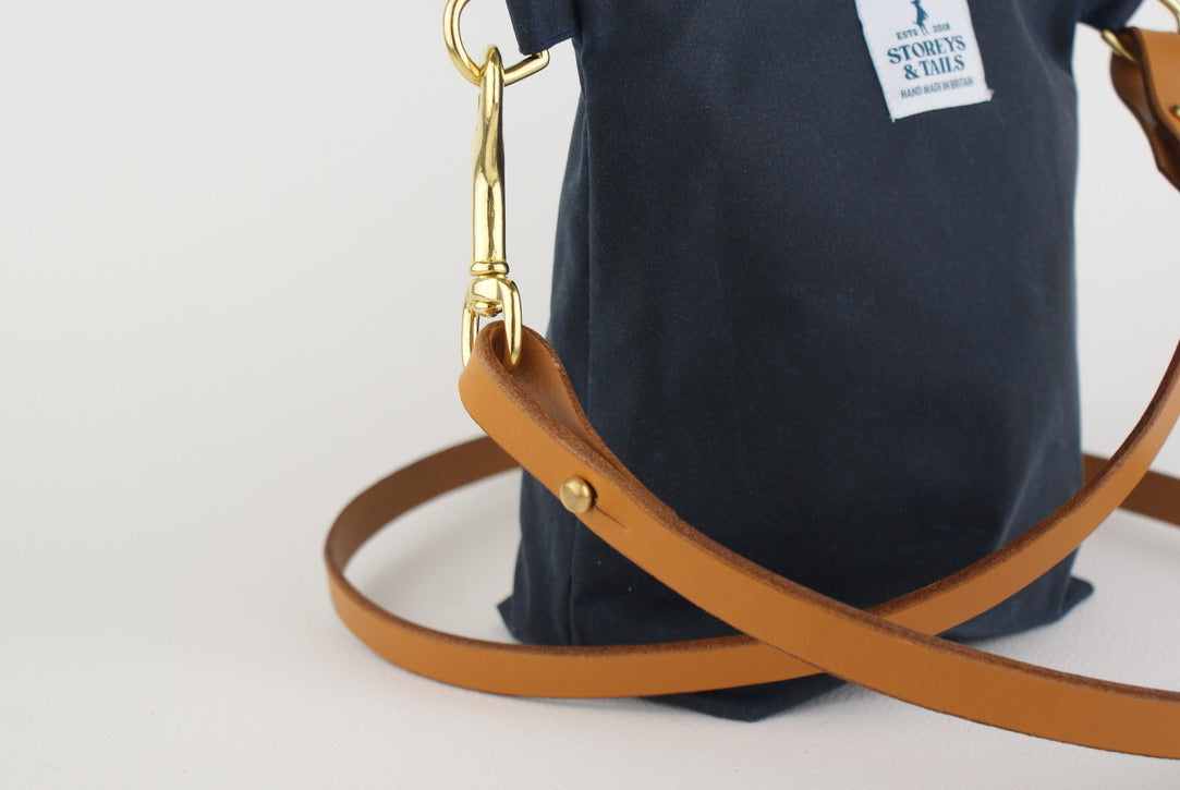 Peppercombe cross body bag - Marine blue wax cotton