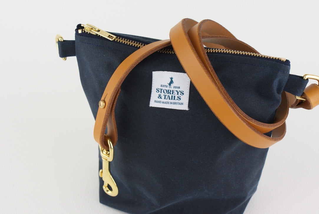 Peppercombe cross body bag - Marine blue wax cotton