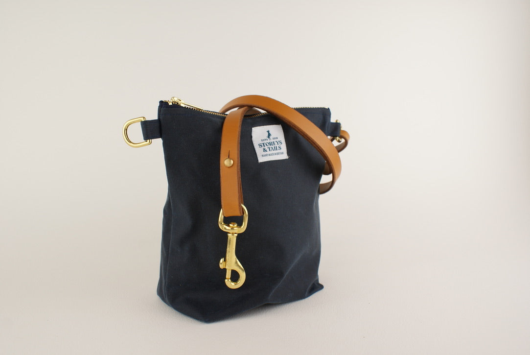 Peppercombe cross body bag - Marine blue wax cotton