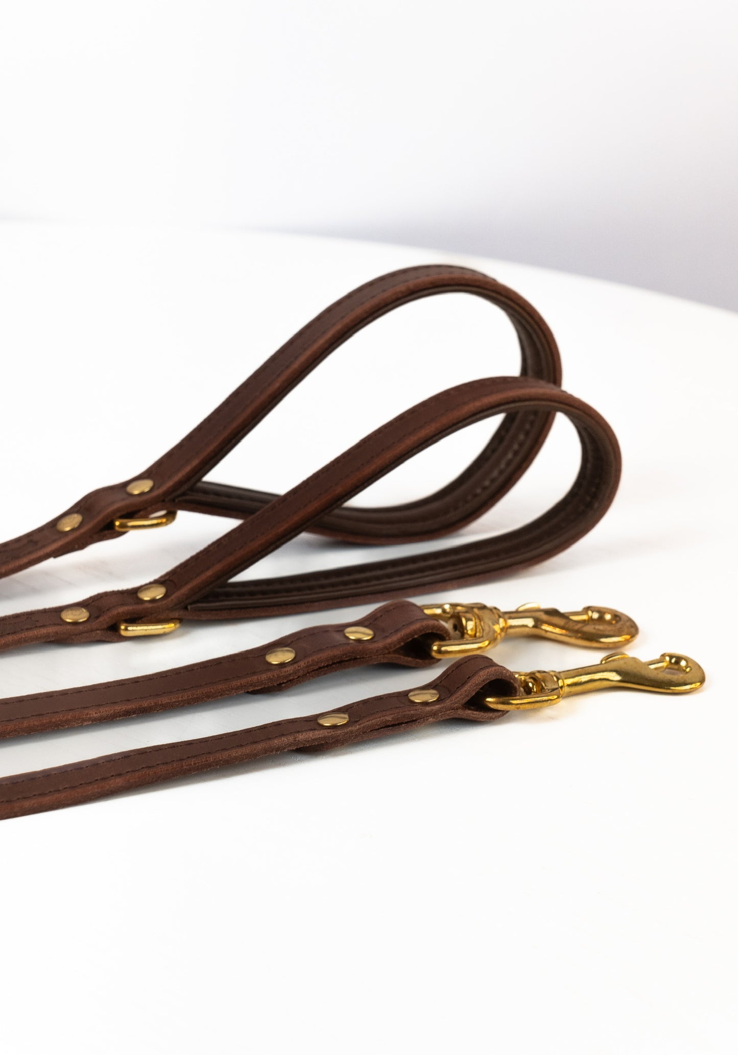 Padded luxury leather lead - Chocolate