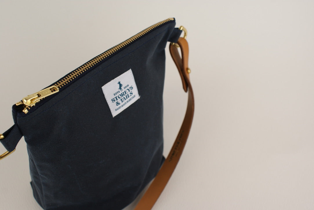Peppercombe cross body bag - Marine blue wax cotton