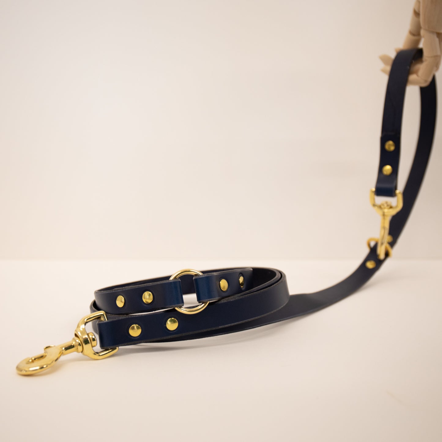 Regal blue adjustable luxury leather lead