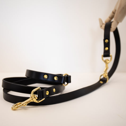 Black adjustable luxury leather lead