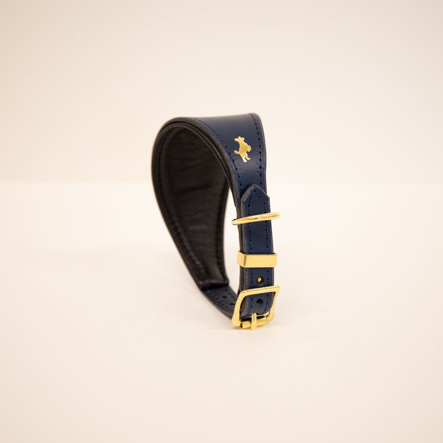 Regal blue padded Luxury leather sight hound collar