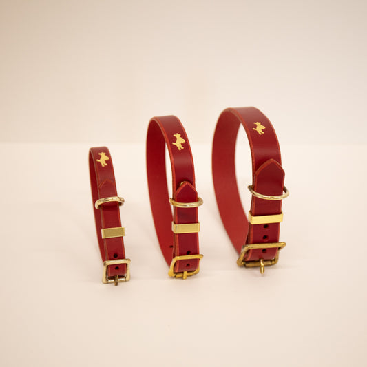 Cranberry Luxury leather dog collar