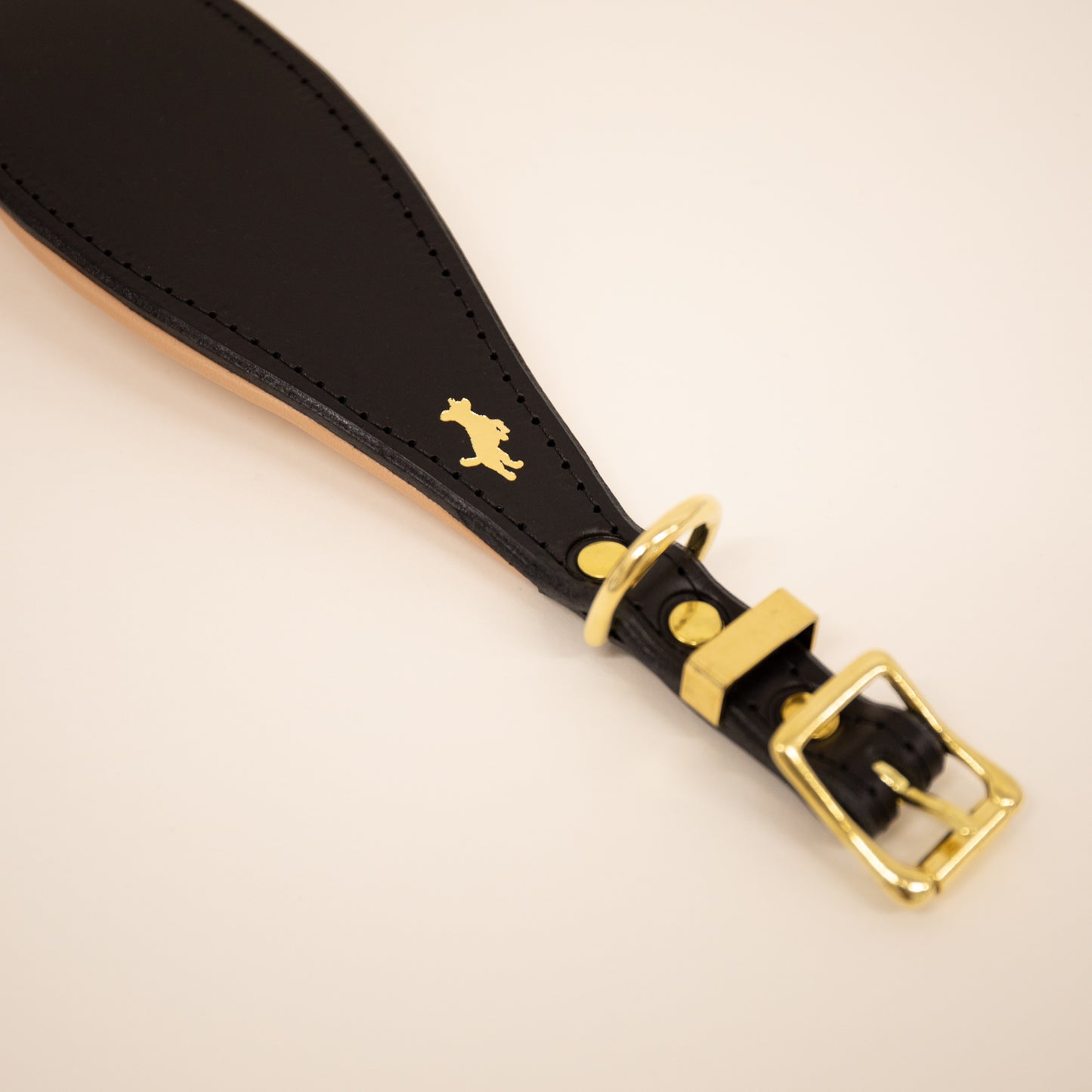 Black padded Luxury leather sight hound collar