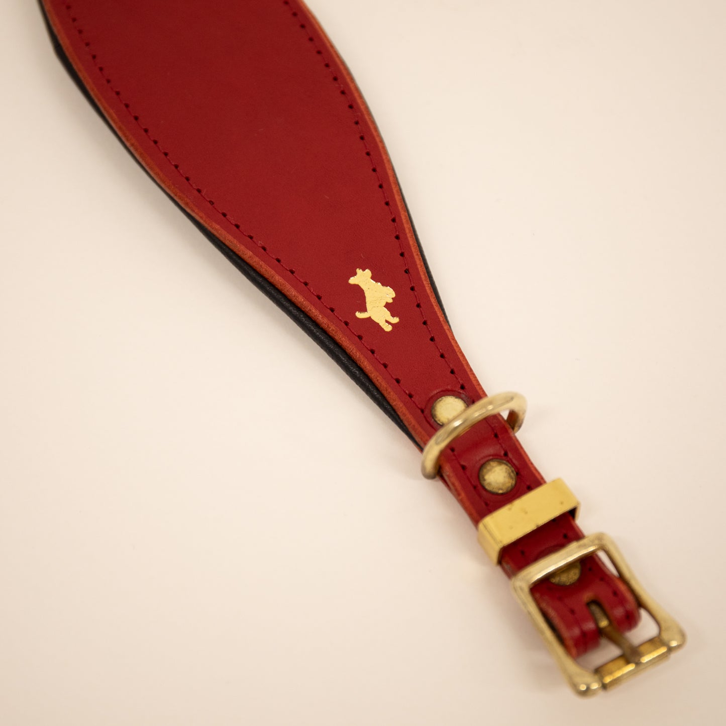 Cranberry padded Luxury leather sight hound collar