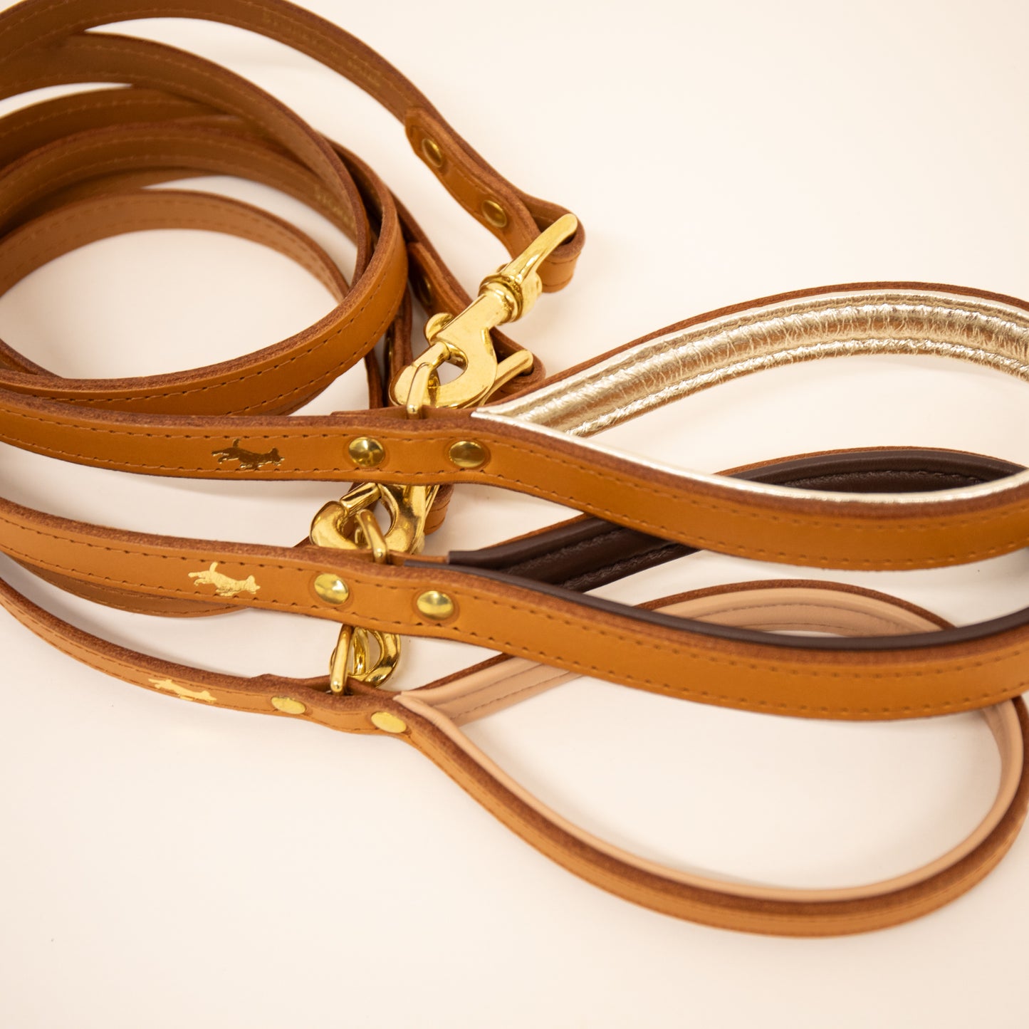 Nacho tan padded luxury leather lead
