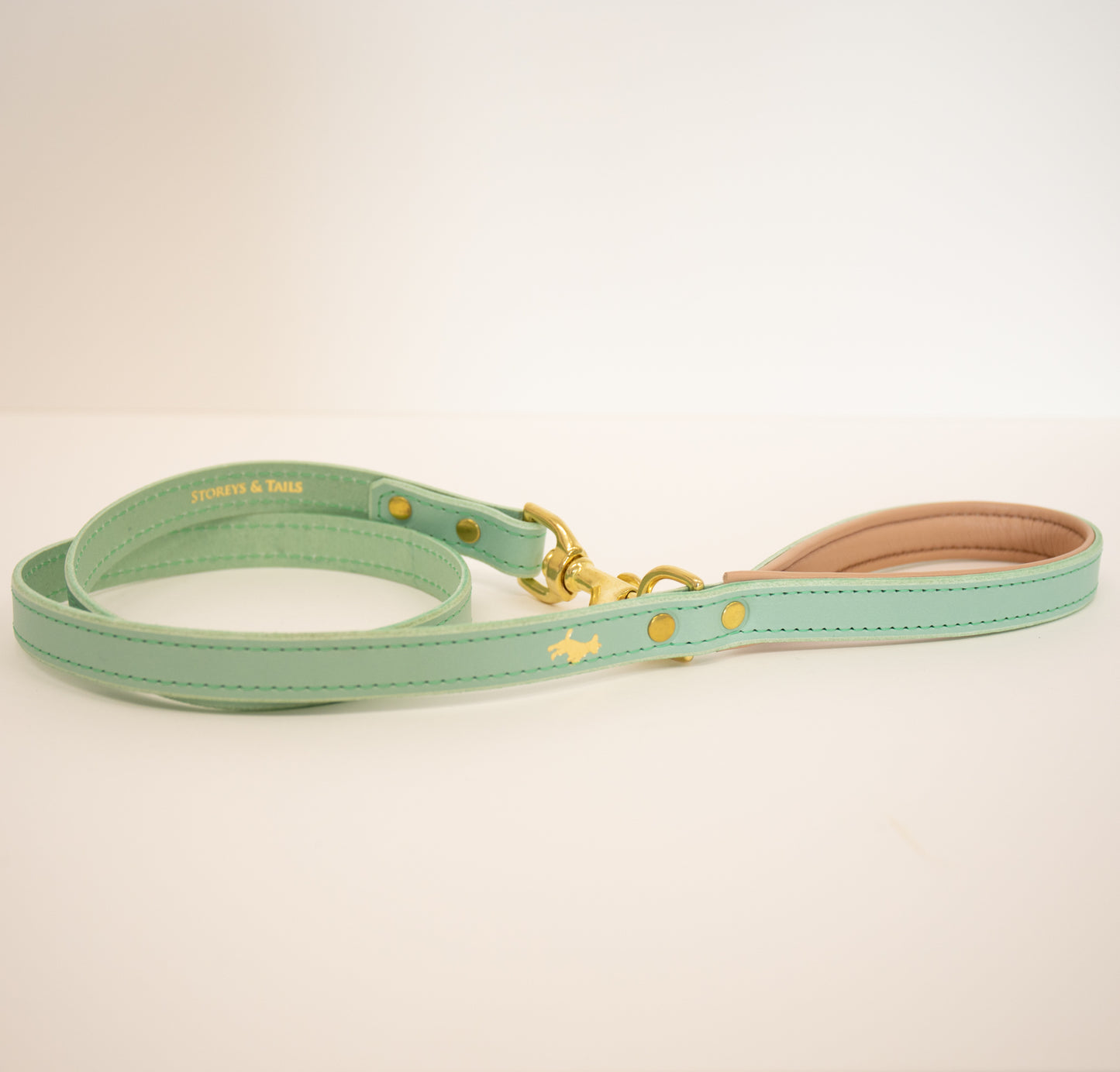 Mint padded luxury leather lead