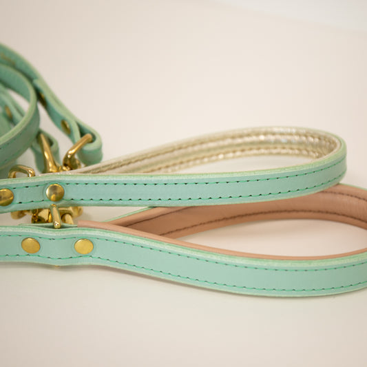 Mint padded luxury leather lead