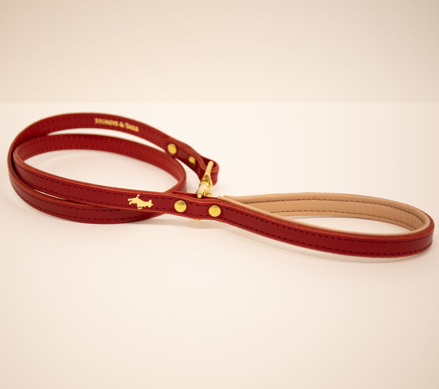 Cranberry padded luxury leather lead