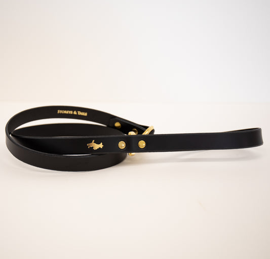 Black luxury leather lead