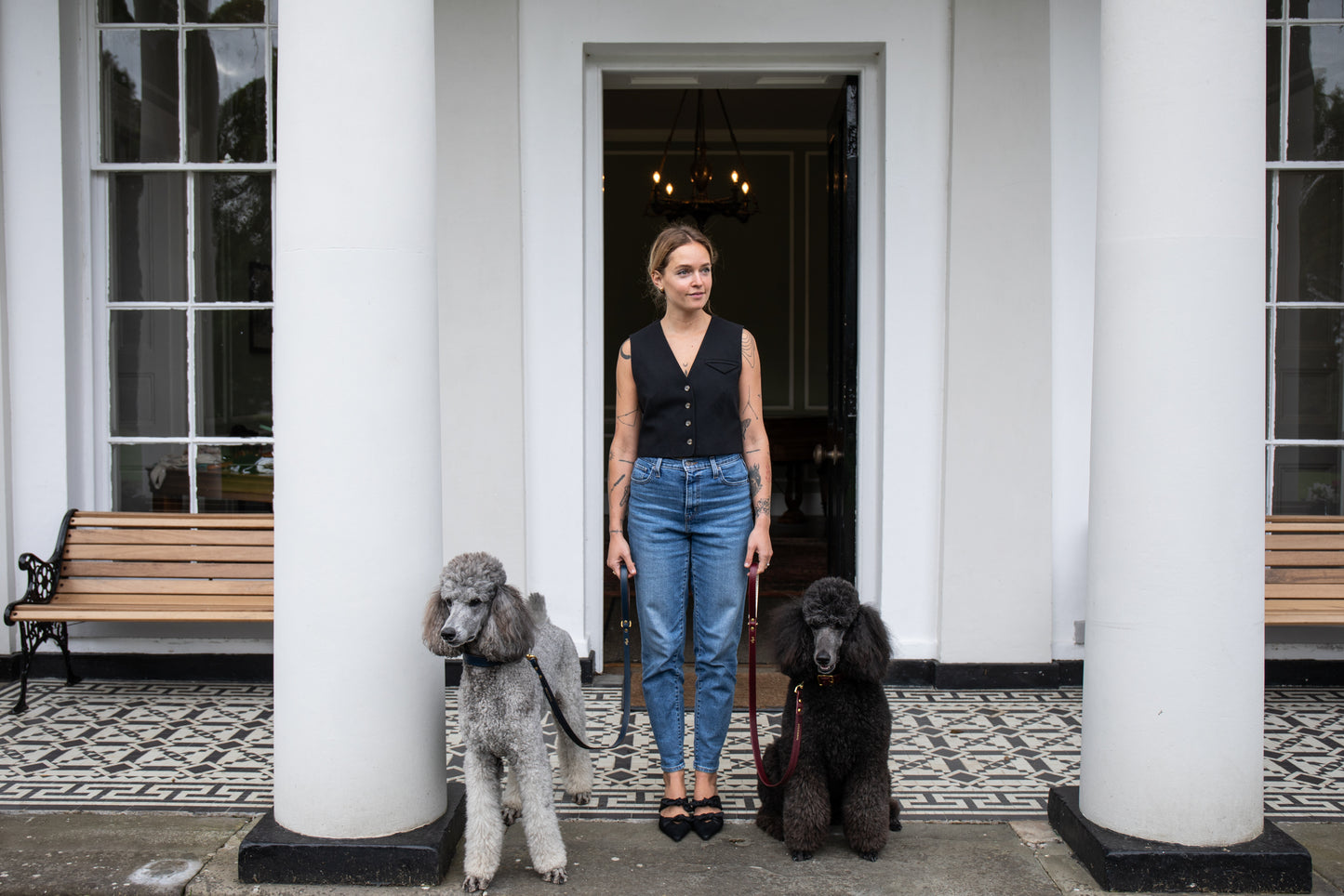 Regal blue padded luxury leather lead