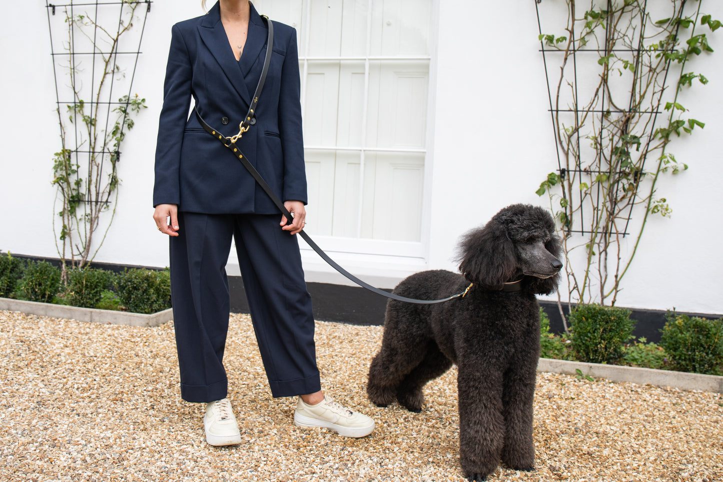 Black adjustable luxury leather lead