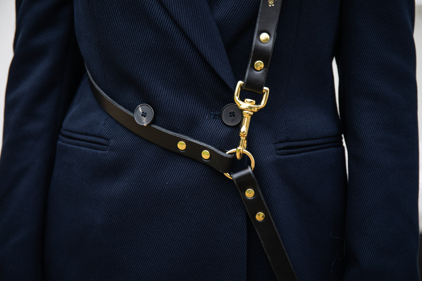 Black adjustable luxury leather lead