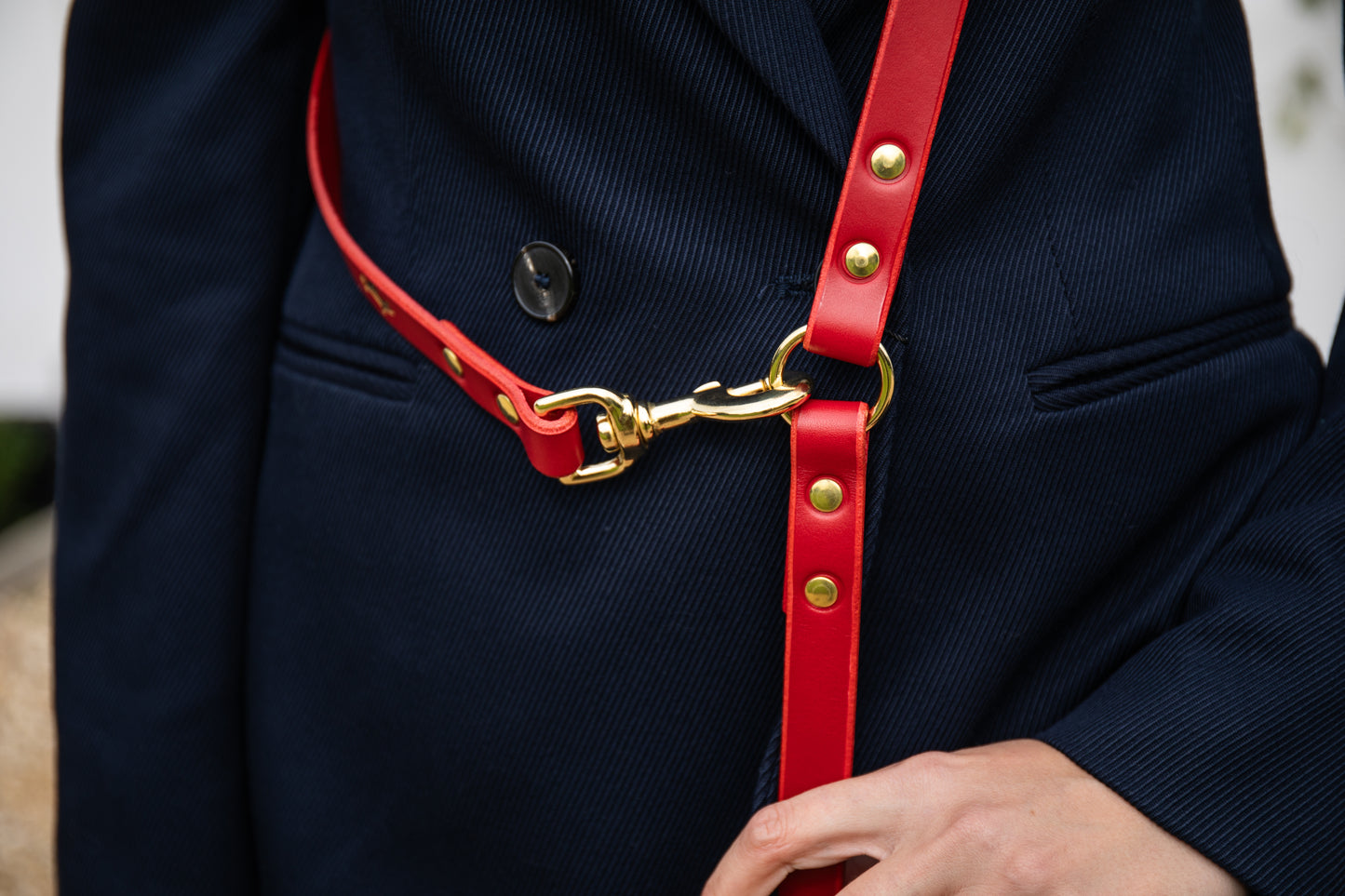 Cranberry adjustable luxury leather lead