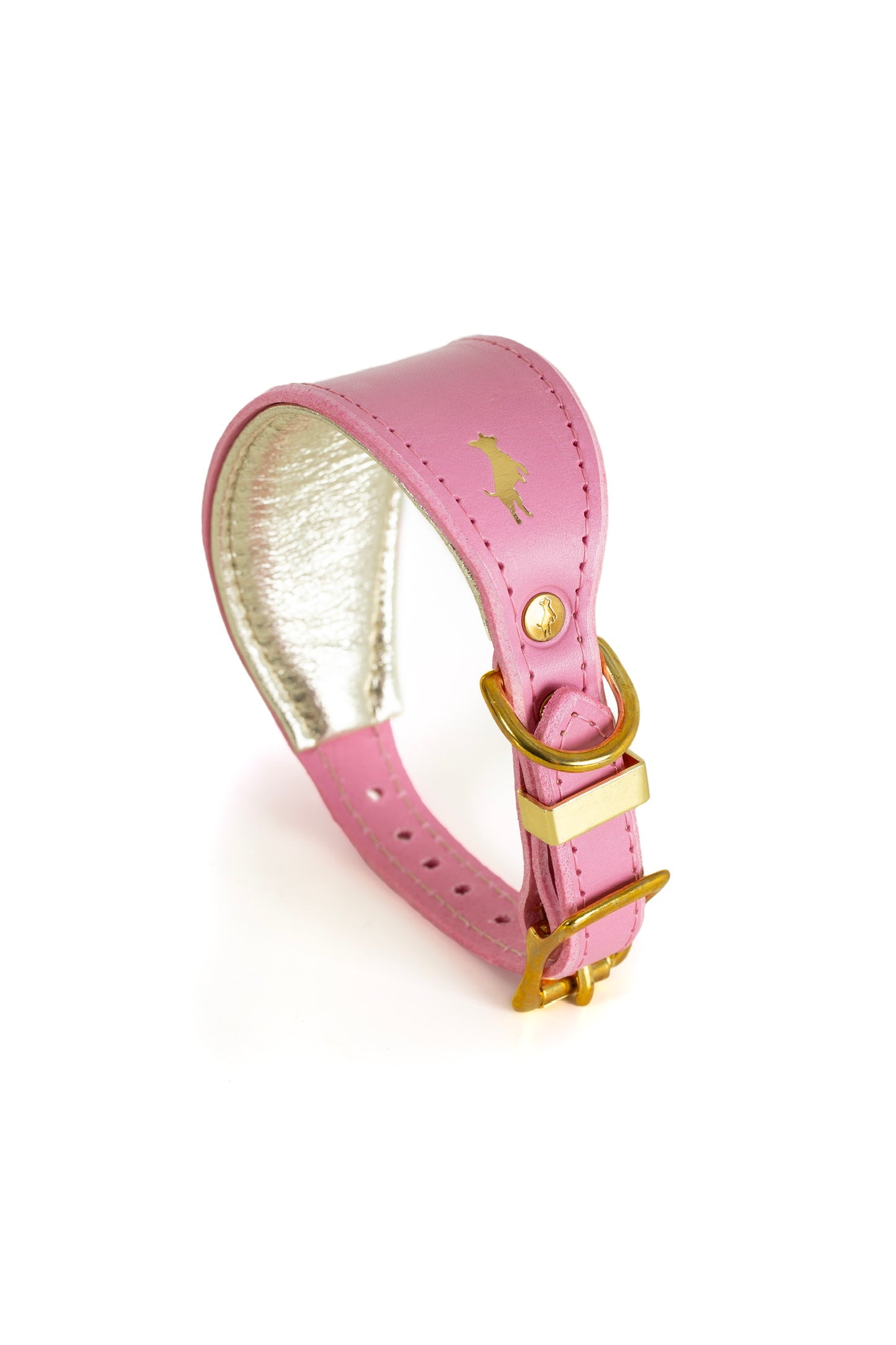 Padded Luxury leather sight hound collar- Pink