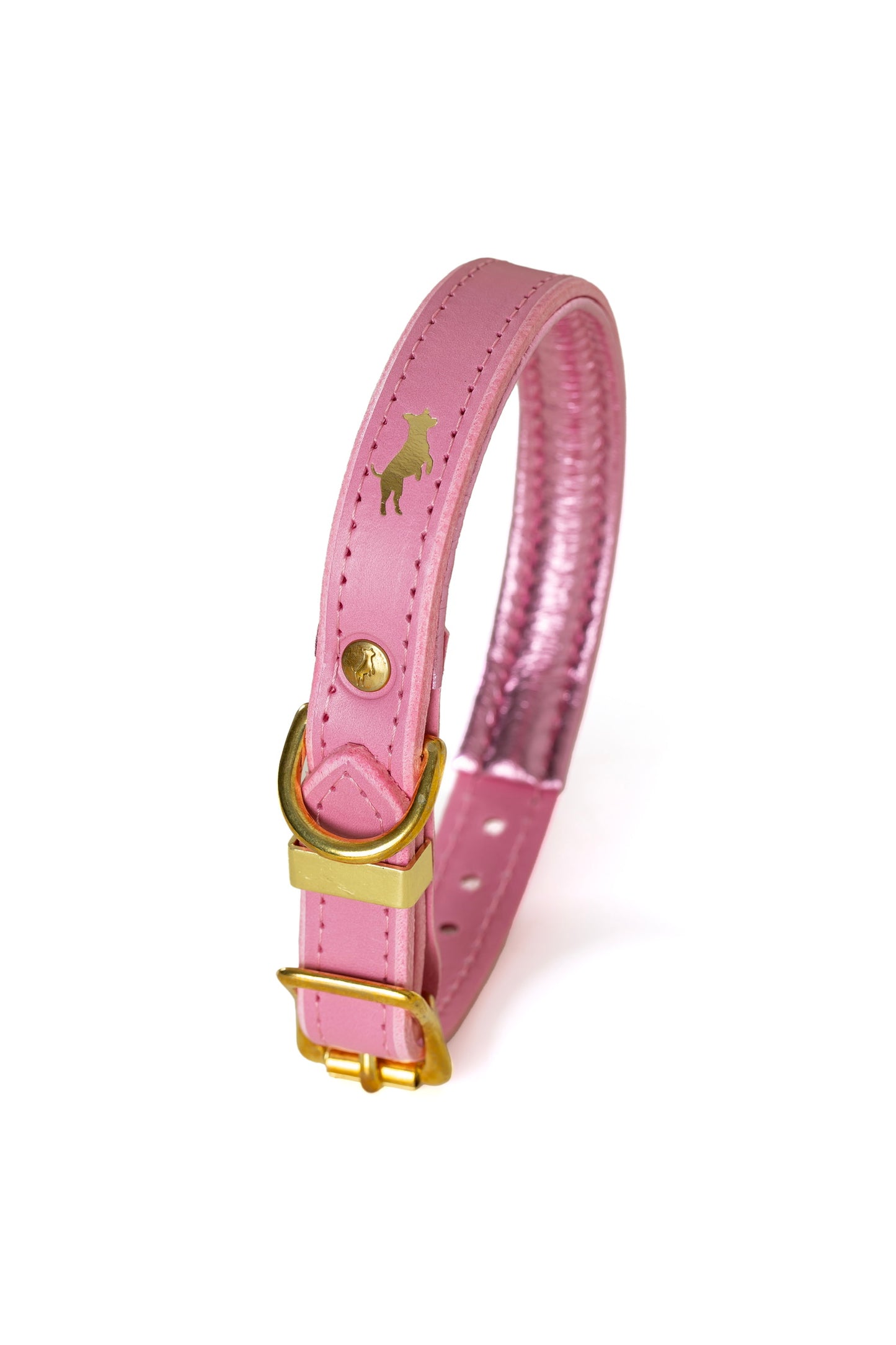 Padded Luxury leather collar- Pink