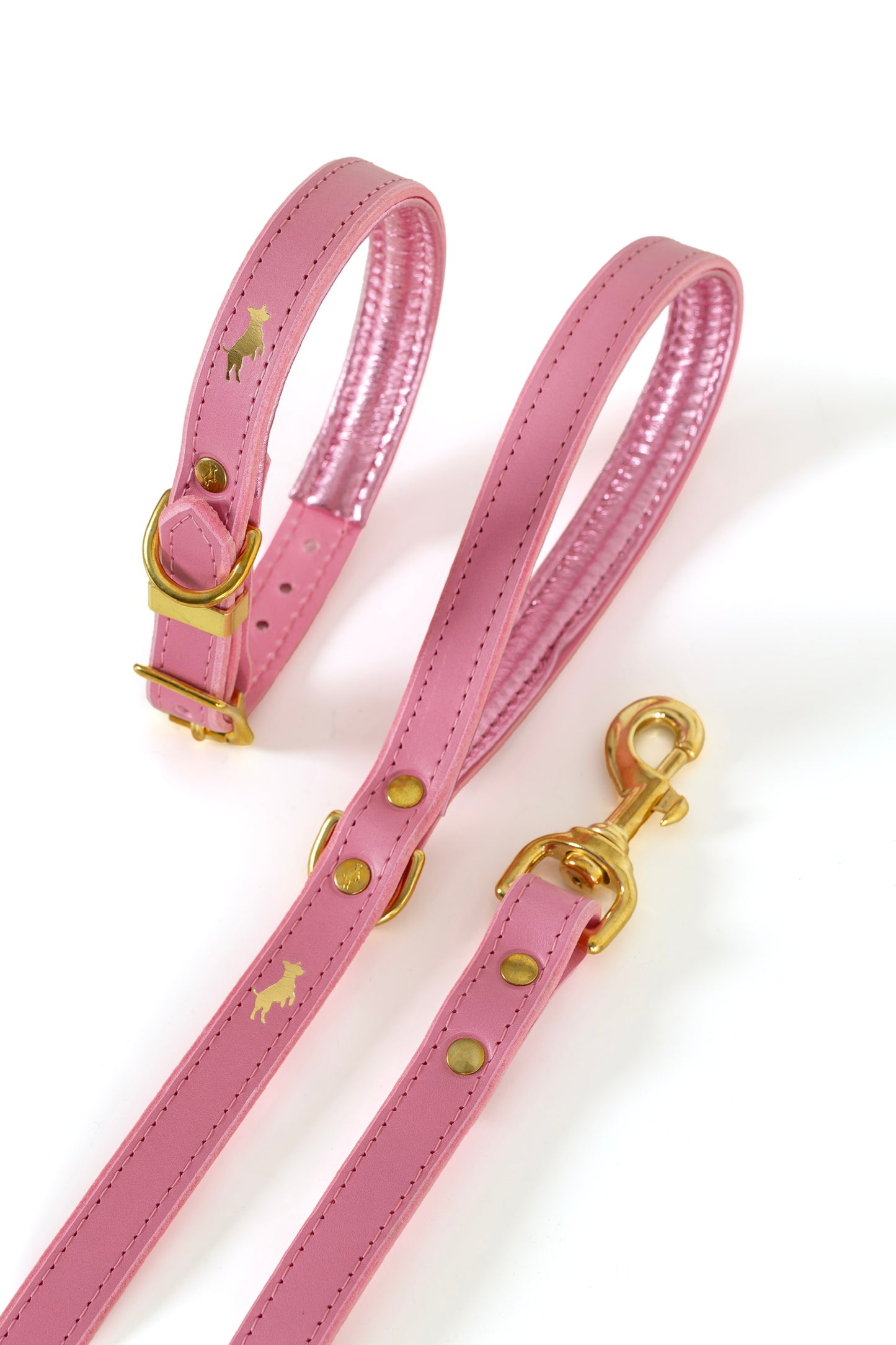 Padded luxury leather lead - Pink