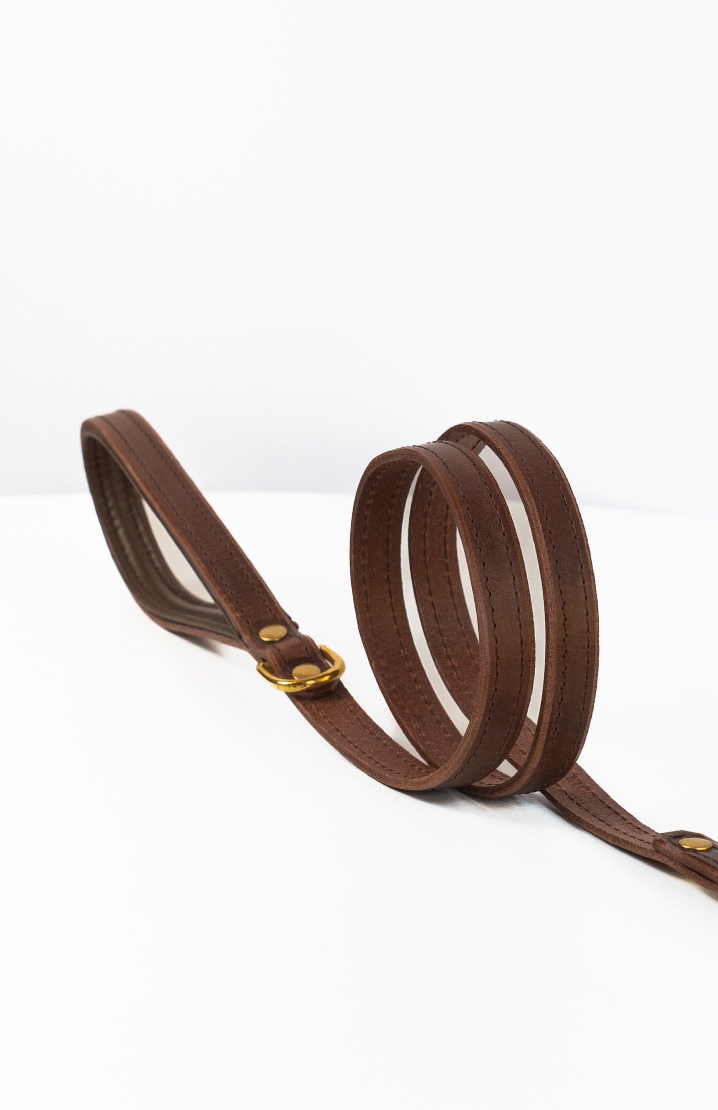 Padded luxury leather lead - Chocolate
