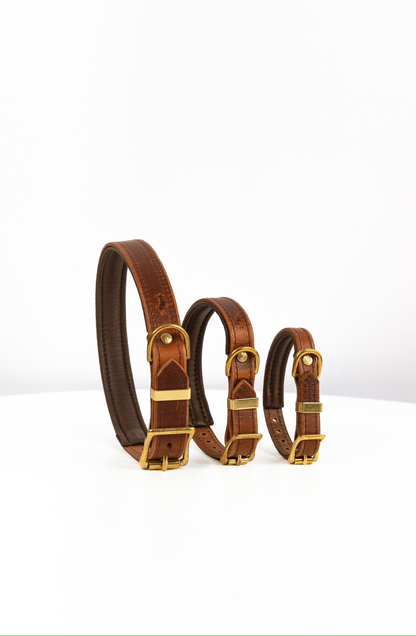 Padded Luxury leather collar- Chestnut
