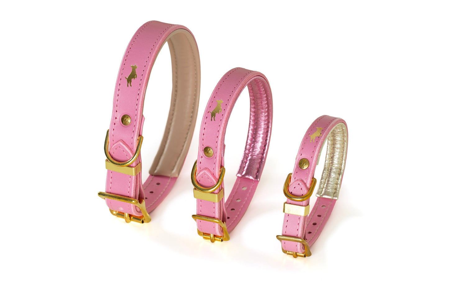 Padded Luxury leather collar- Pink