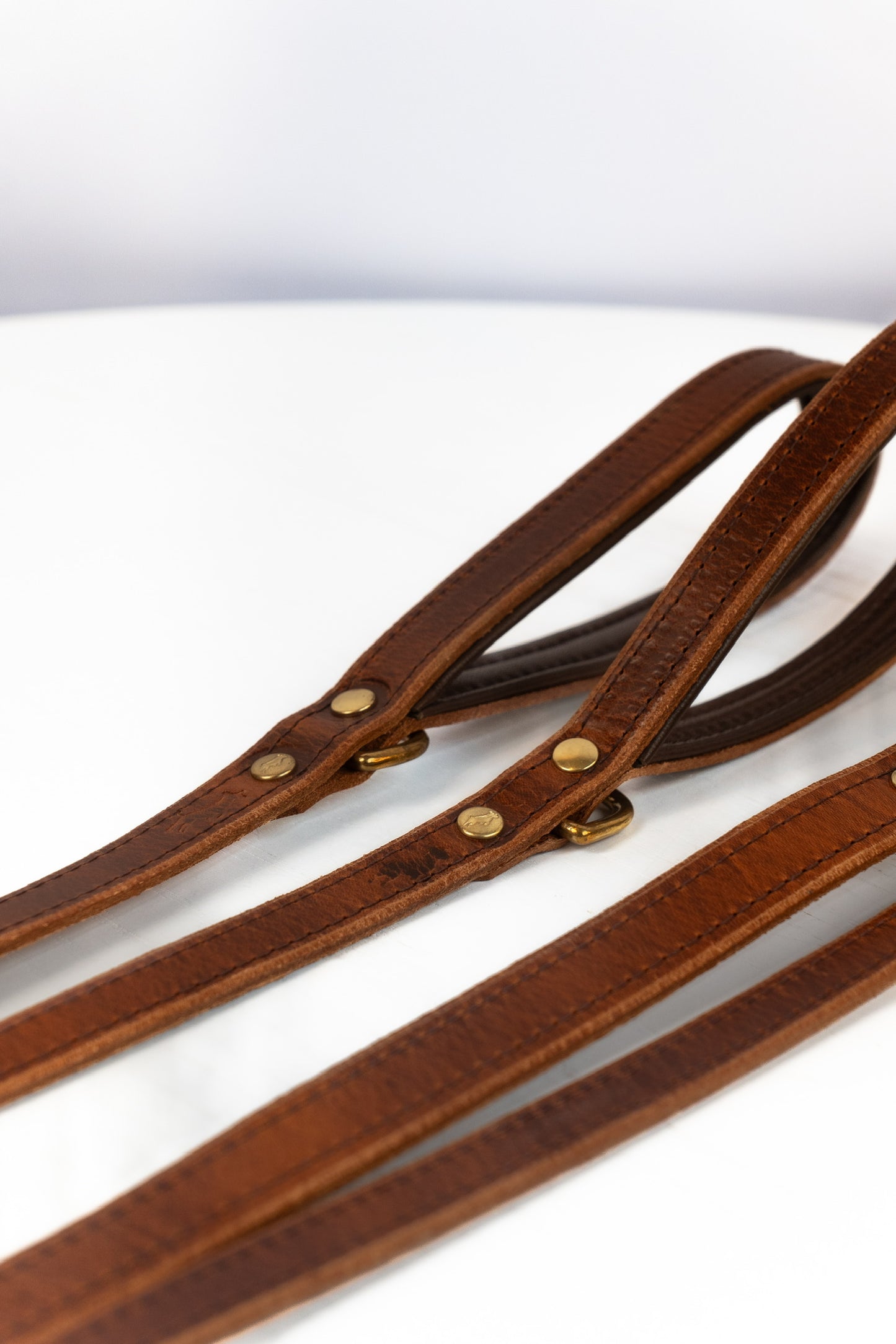 Padded luxury leather lead - Chestnut