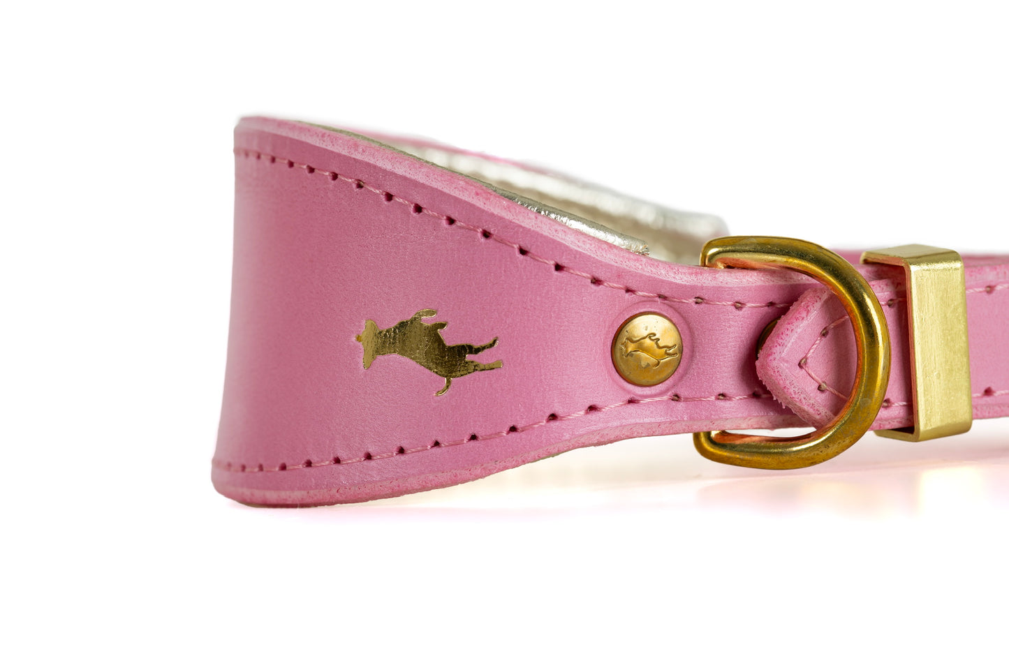 Padded Luxury leather sight hound collar- Pink