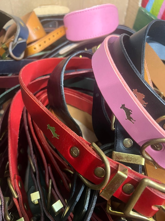 CRANBERRY RED Luxury Leather Collar Ex- display sale