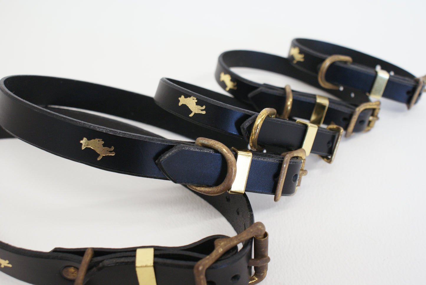 Black Luxury leather dog collar EX DISPLAY SALE