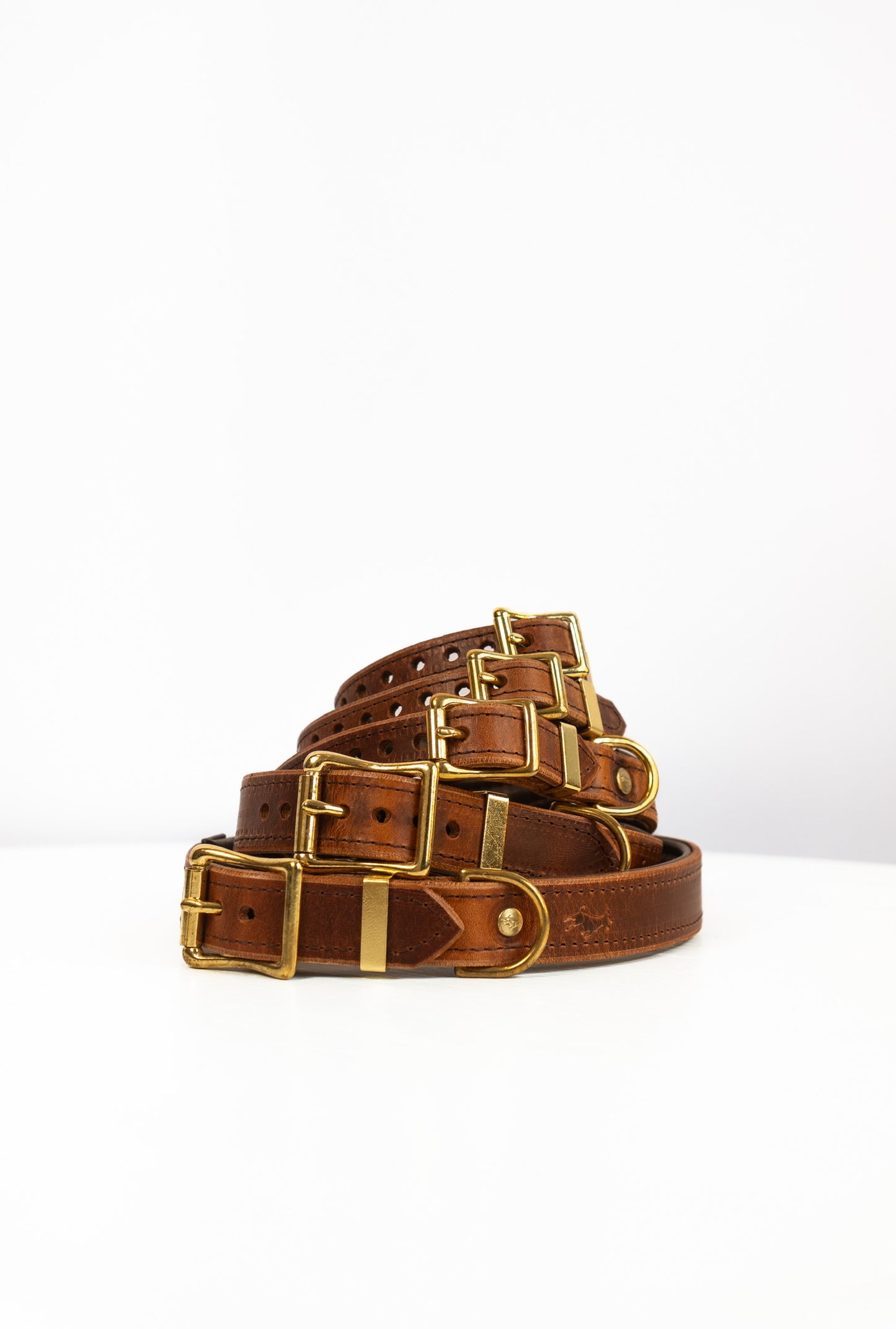Padded Luxury leather collar- Chestnut