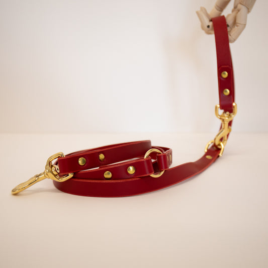 Cranberry adjustable luxury leather lead
