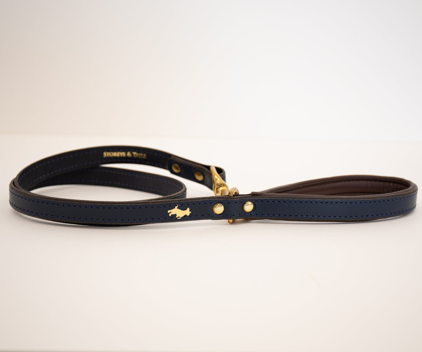 Regal blue padded luxury leather lead